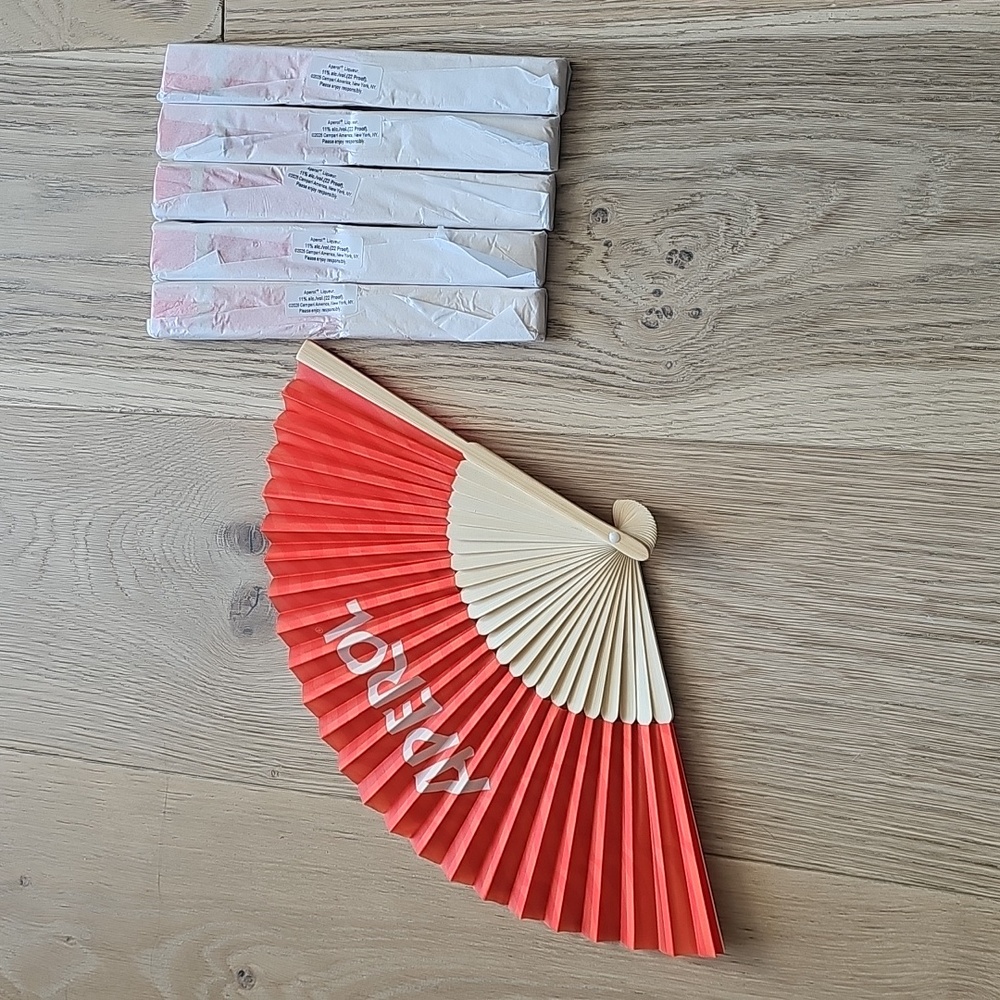 NWOT Aperol Spritz Fans Set Of Six (6)